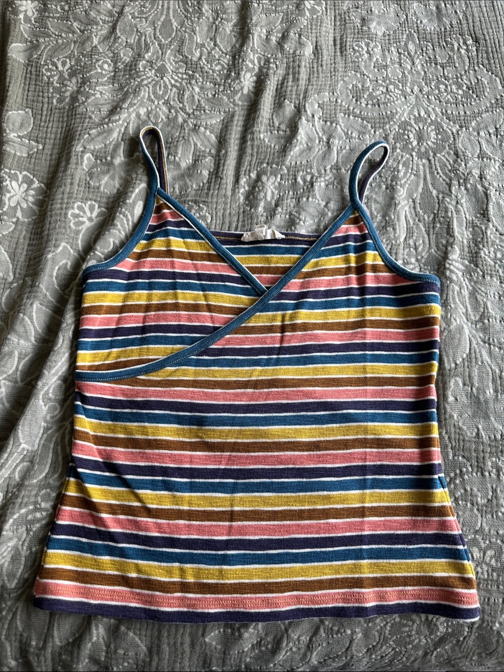 Madewell Striped Multicolor V-Neck Cami Tank Top